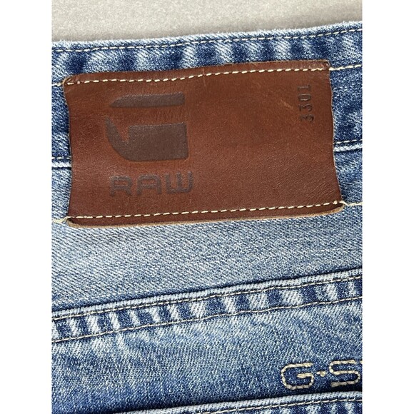 G-Star Raw Jeans Mens 30x32 (27L) 3301 Slim Straight Blue Denim Distressed - Picture 8 of 16